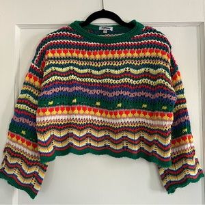 Crochet Rainbow sweater- size S/M